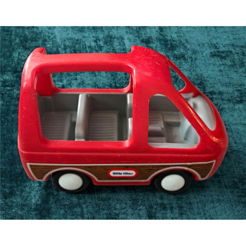 Vintage Little Tikes Red Family Car Toy Wood-Grain Side Panels Made in USA